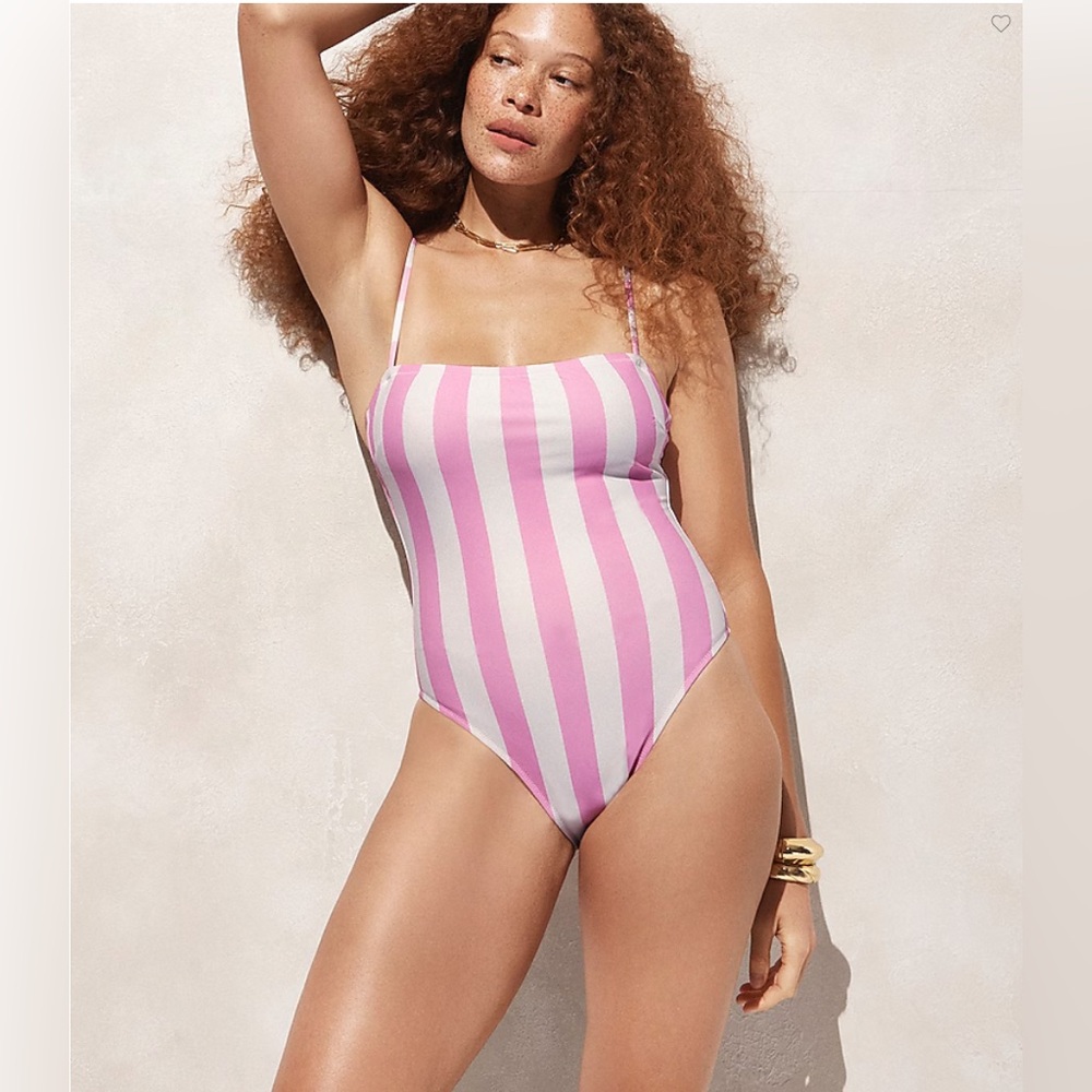 J crew pink striped one piece
